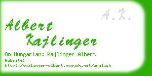 albert kajlinger business card